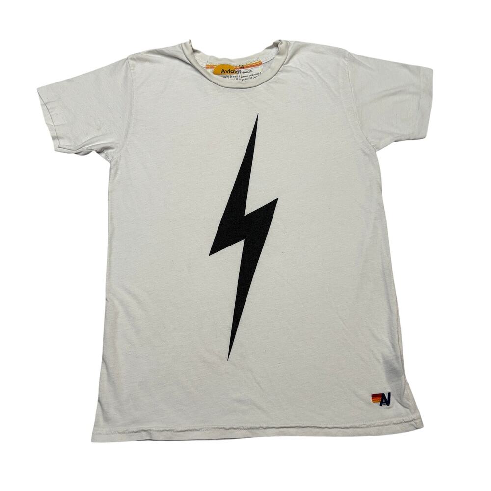 Aviator Nation Lightning Bolt Short Sleeve T Shirt Kids Youth 14